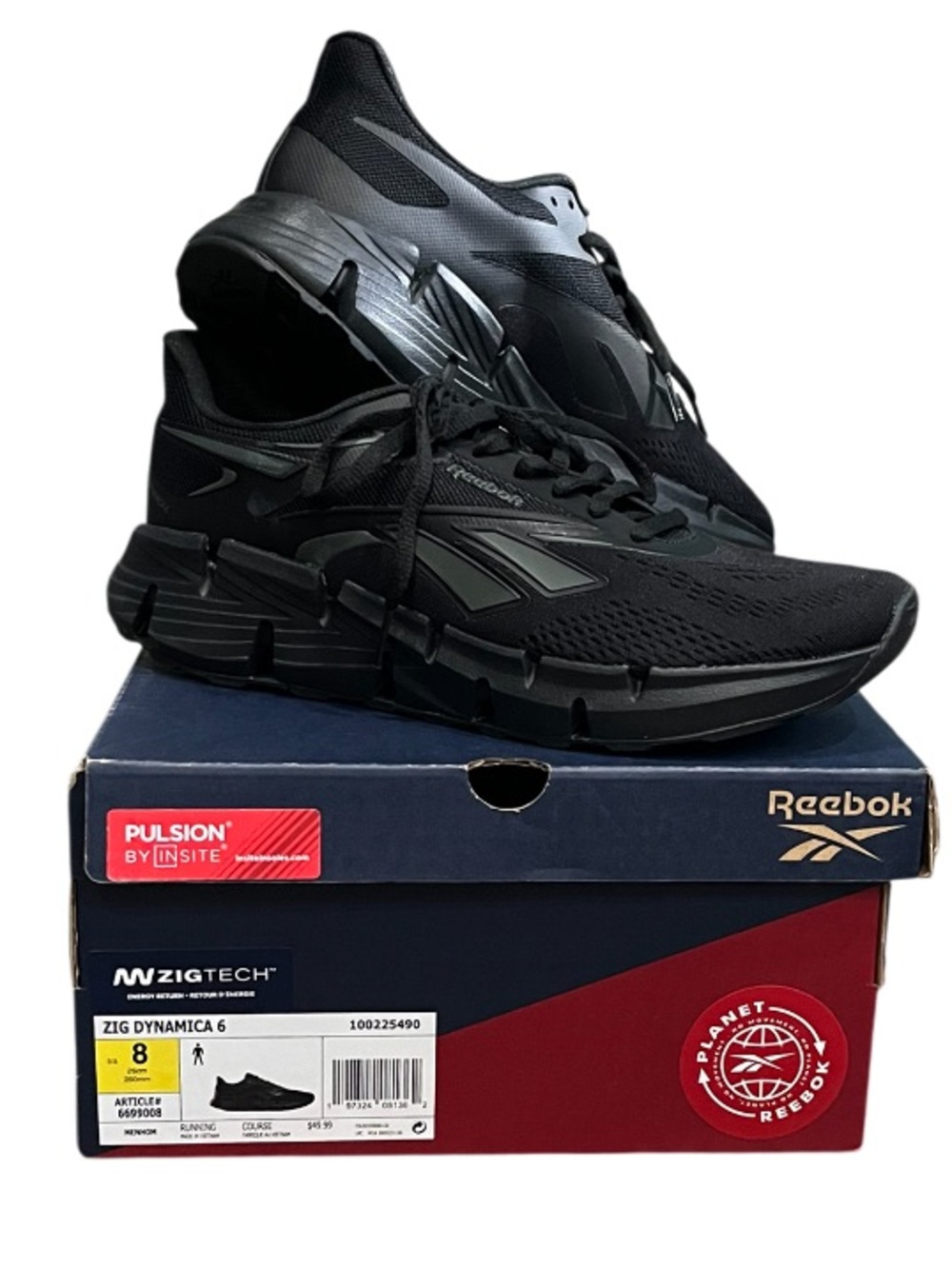NWT Reebok Pulsion Running Shoes Black Size 8